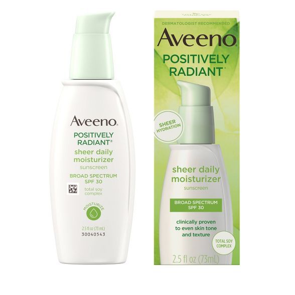 Aveeno Positively Radiant Sheer Daily Moisturizing Lotion - Dry Skin - SPF 30 - 2.5 fl oz | Target