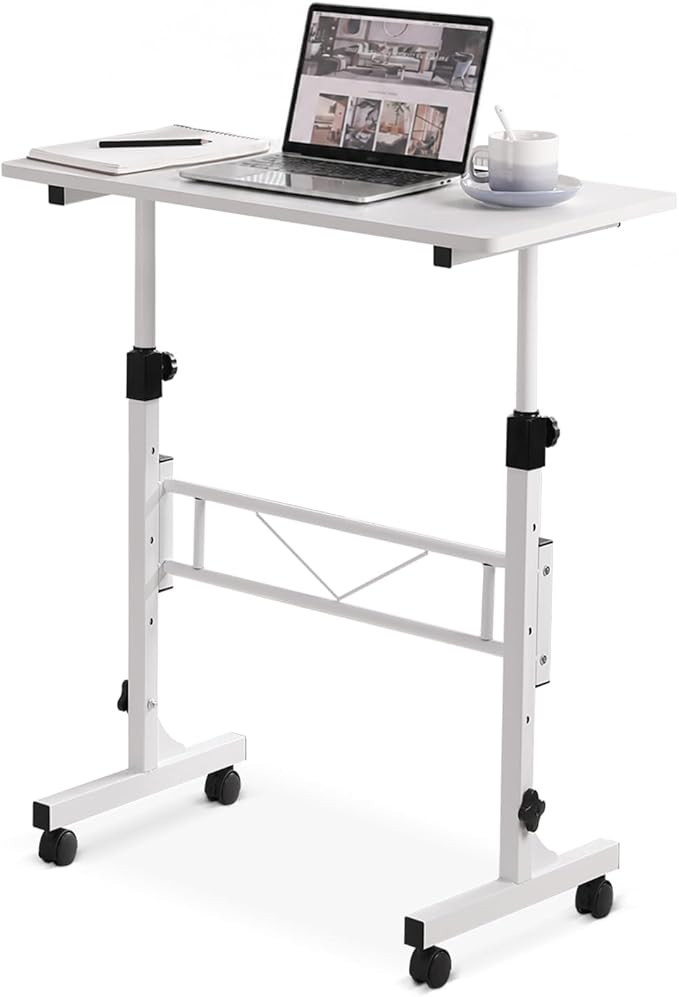 Small Standing Desk Adjustable Height, Mobile Stand Up Desk with Wheels, 32 Inch Portable Rolling... | Amazon (US)
