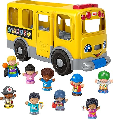 Fisher-Price Little People Toddler Toy Big Yellow School Bus & Community Heroes Set, Musical Pull... | Amazon (US)