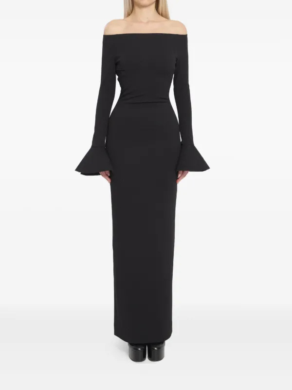 Solace London Anica flared-cuff Maxi Dress | Black | FARFETCH UK | Farfetch Global
