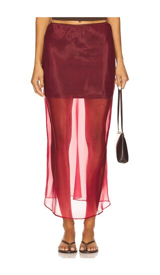 Line & Dot x REVOLVE Denman Midi Skirt in Burgundy. - size L | Revolve Clothing (Global)