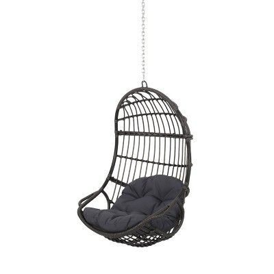 Richards Outdoor/Indoor Wicker Hanging Chair with 8 Foot Chain (No Stand) - Gray/Dark Gray - Chri... | Target