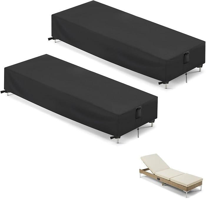 Chaise Lounge Covers, 2 Pack Waterproof Outdoor Lounge Chair Covers for Patio Furniture, Pool Lou... | Amazon (US)