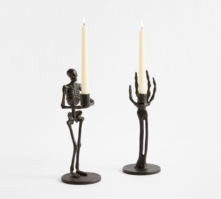Skeleton Taper Holder: Antique Aluminum: One Size | Pottery Barn (US)