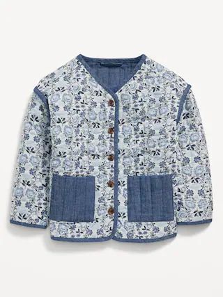 Printed Quilted Button-Front Jacket for Toddler Girls | Old Navy (US)