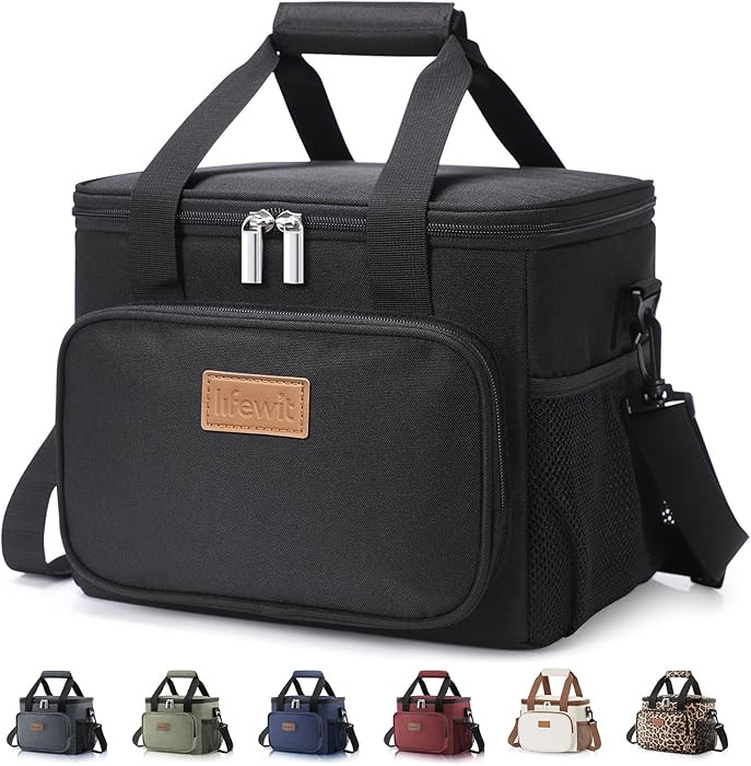 Lifewit Medium Lunch Bag Insulated Lunch Box Soft Cooler Cooling Tote for Adult Men Women, Black ... | Amazon (US)