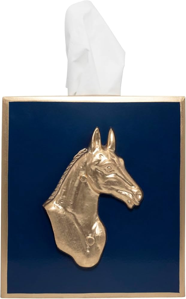 Jaye’s Studio Decorative Tissue Box Cover, Horse Head Detail, Gold Trim, Square Home Decor, Han... | Amazon (US)