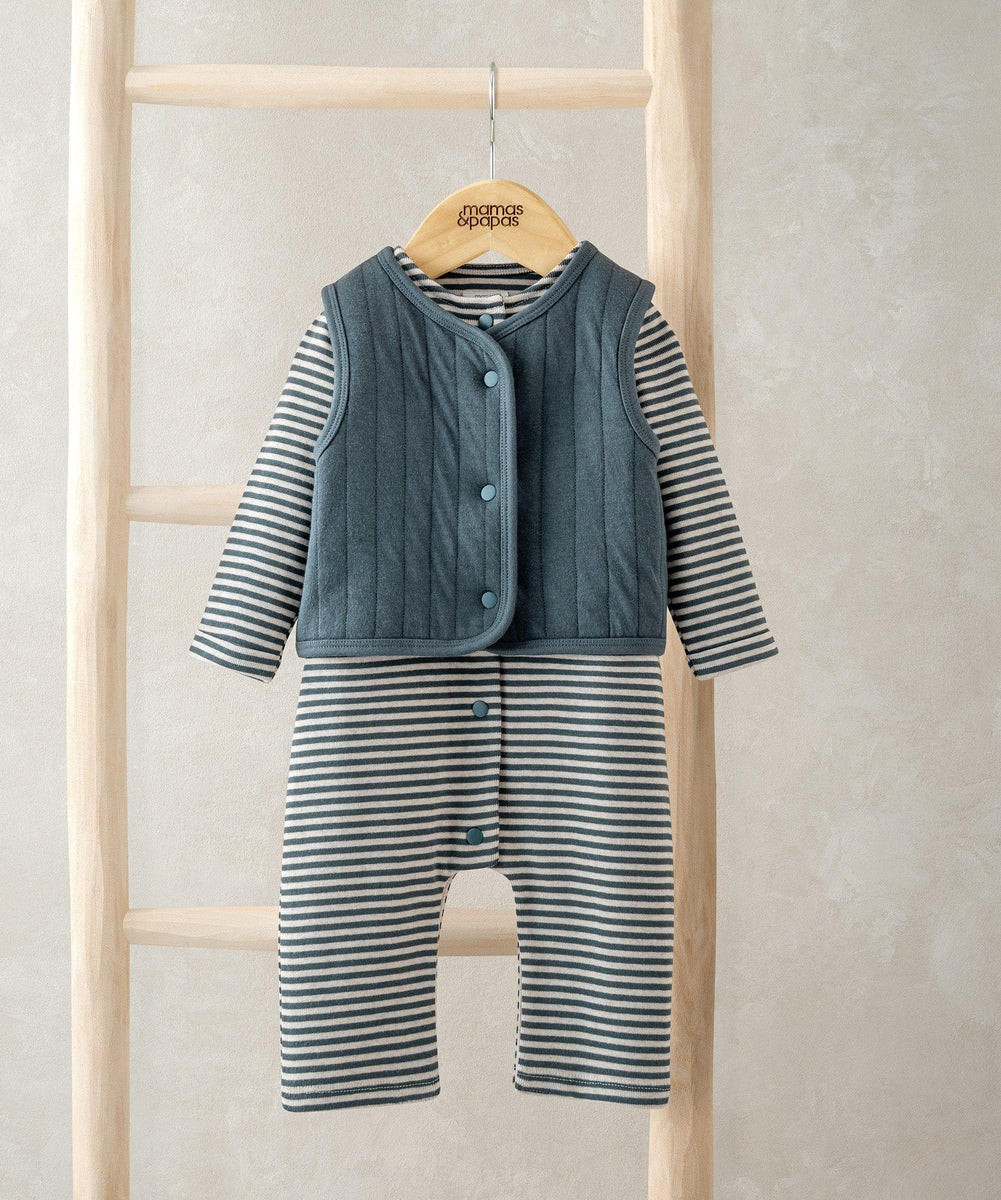 Quilted Gilet & Striped Romper | Mamas & Papas