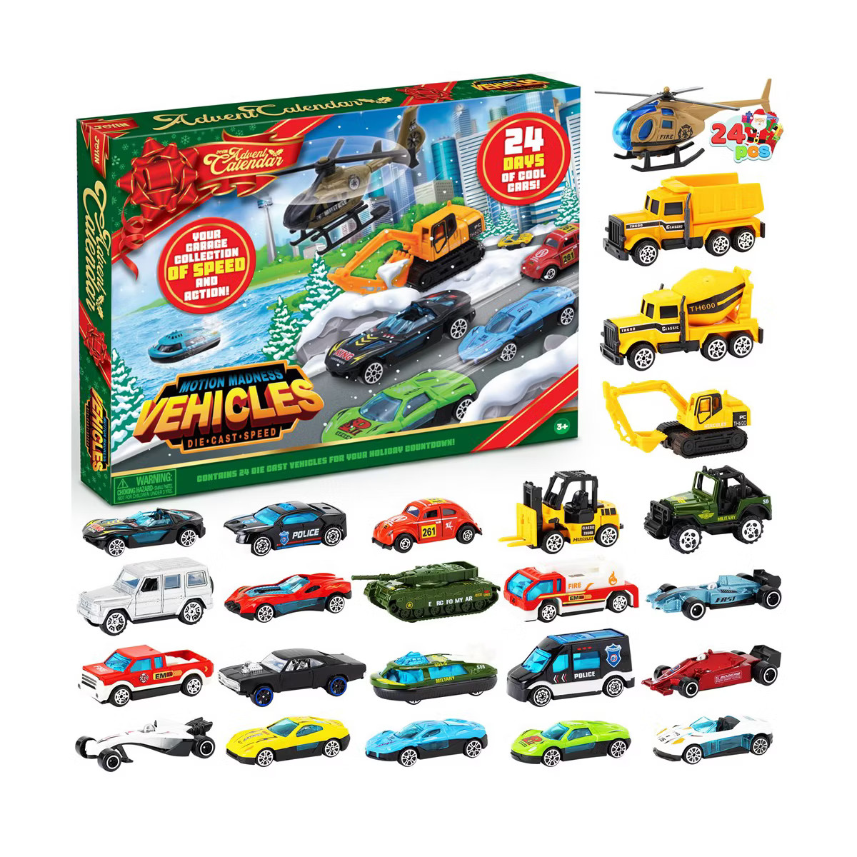 SYNCFUN Countdown to Christmas Advent Calendar - 24Pcs Diecast Cars for Christmas Gift | Target