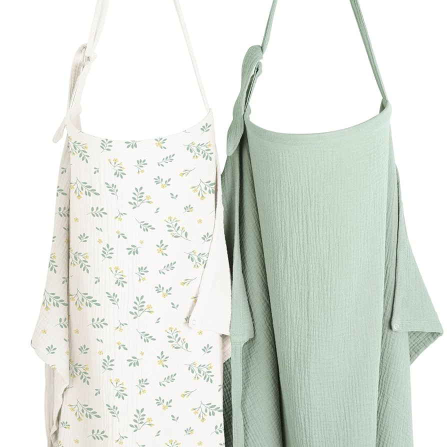 Konssy 2-Pack Muslin Nursing Cover Up for Breastfeeding Moms with Rigid Hoop, 100% Cotton, Lightw... | Amazon (US)