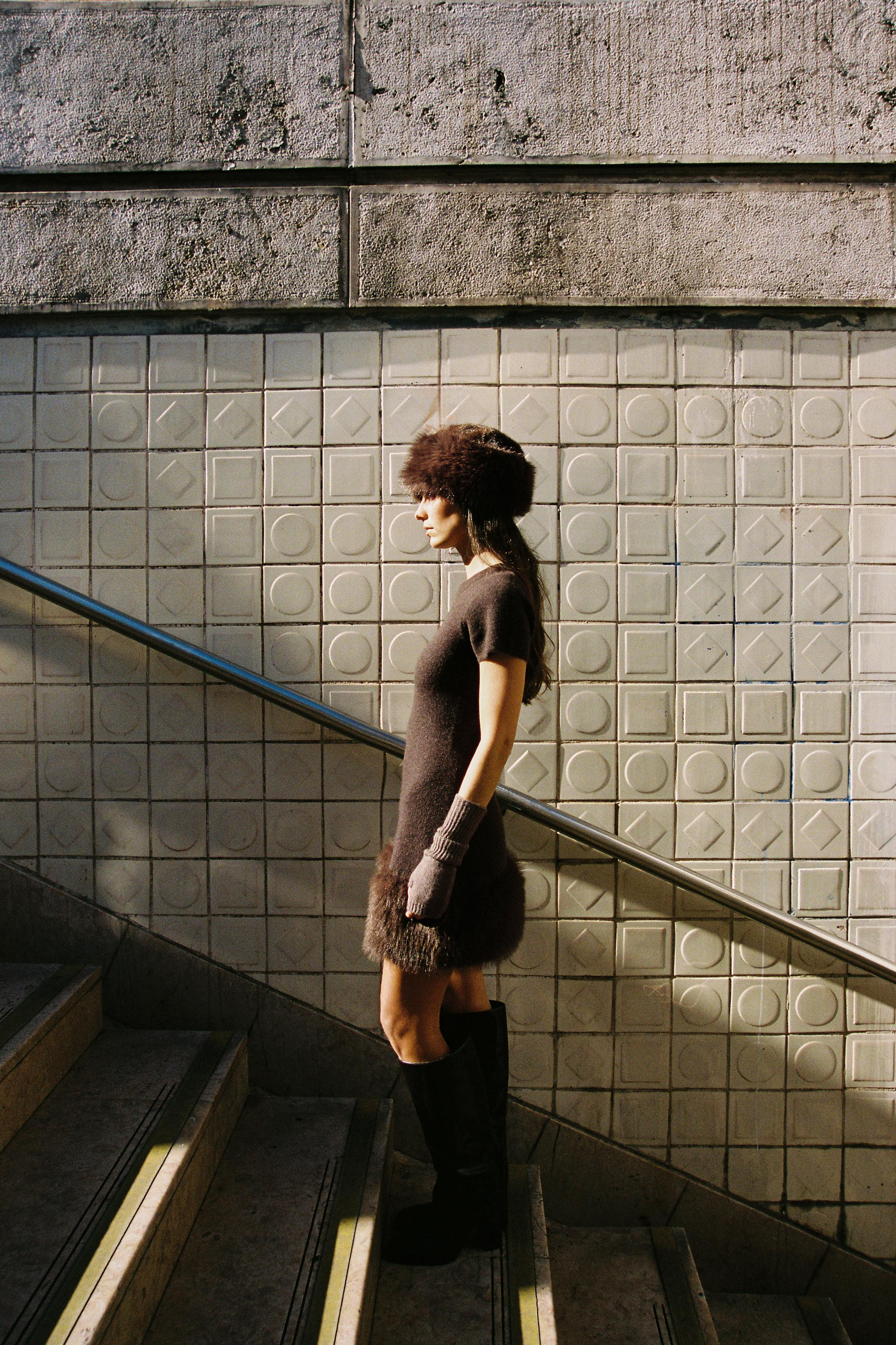 FAUX FUR KNIT DRESS | Zara US