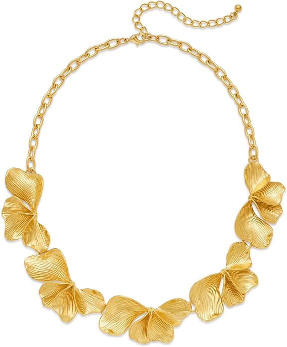 WOWORAMA Gold Statement Necklace for Women Boho Chunky Gold Necklaces Vintage Flower Choker Neckl... | Amazon (US)