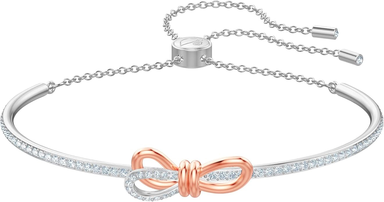 Swarovski Lifelong Bow Necklace and Bracelet Jewelry Collection, Clear Crystals, Rhodium Finish | Amazon (US)