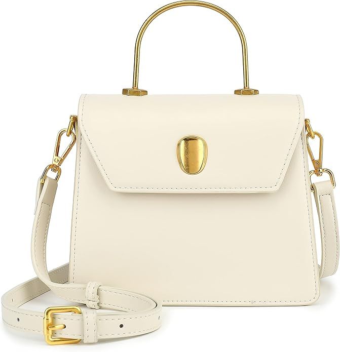 Scarleton Gold Top Handle Satchel Handbag for Women, Crossbody Shoulder Bag, Faux Leather, Solid,... | Amazon (US)