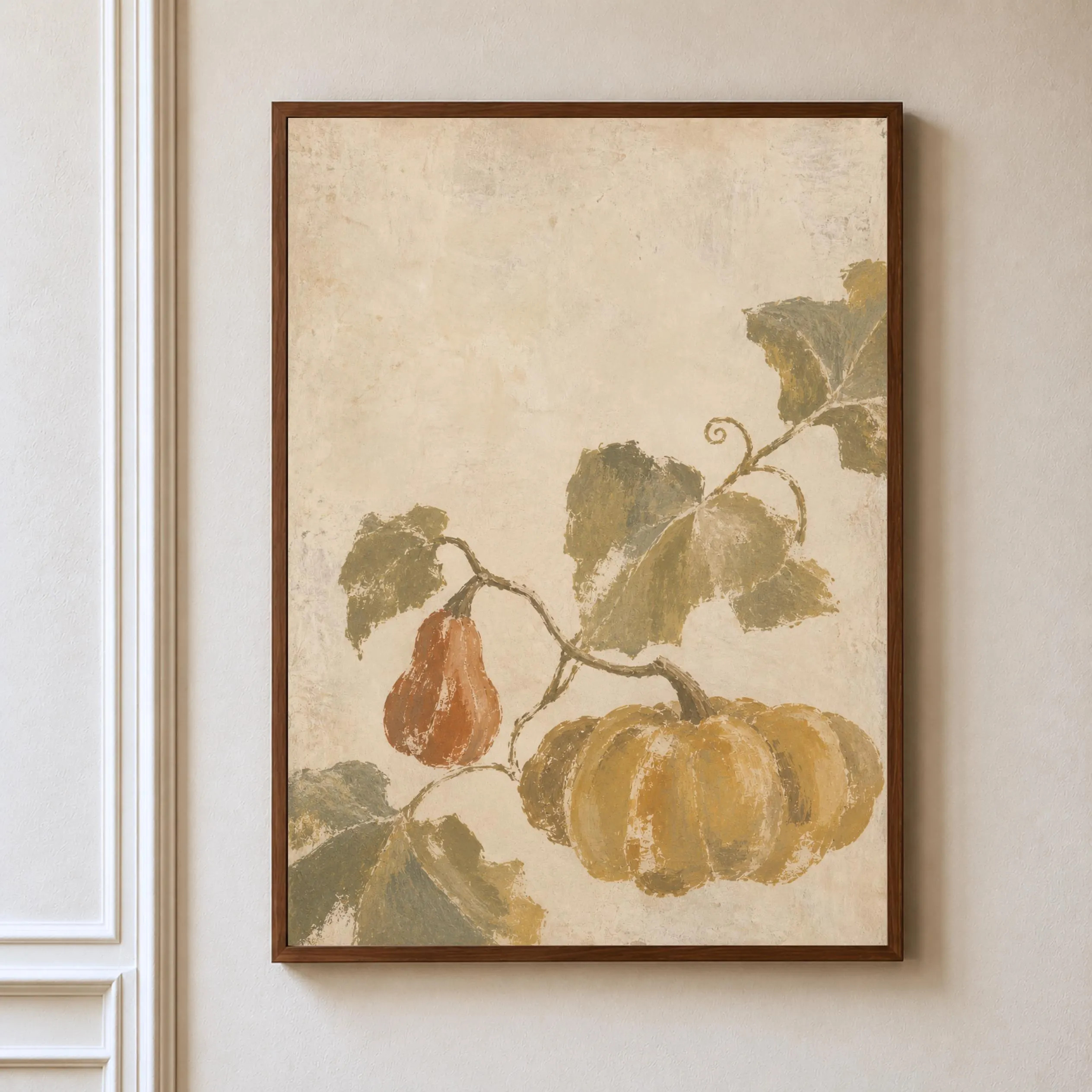 Vintage Pumpkin Vine Botanical Print, Rustic Autumn Cottagecore Wall Art | Etsy (Global)