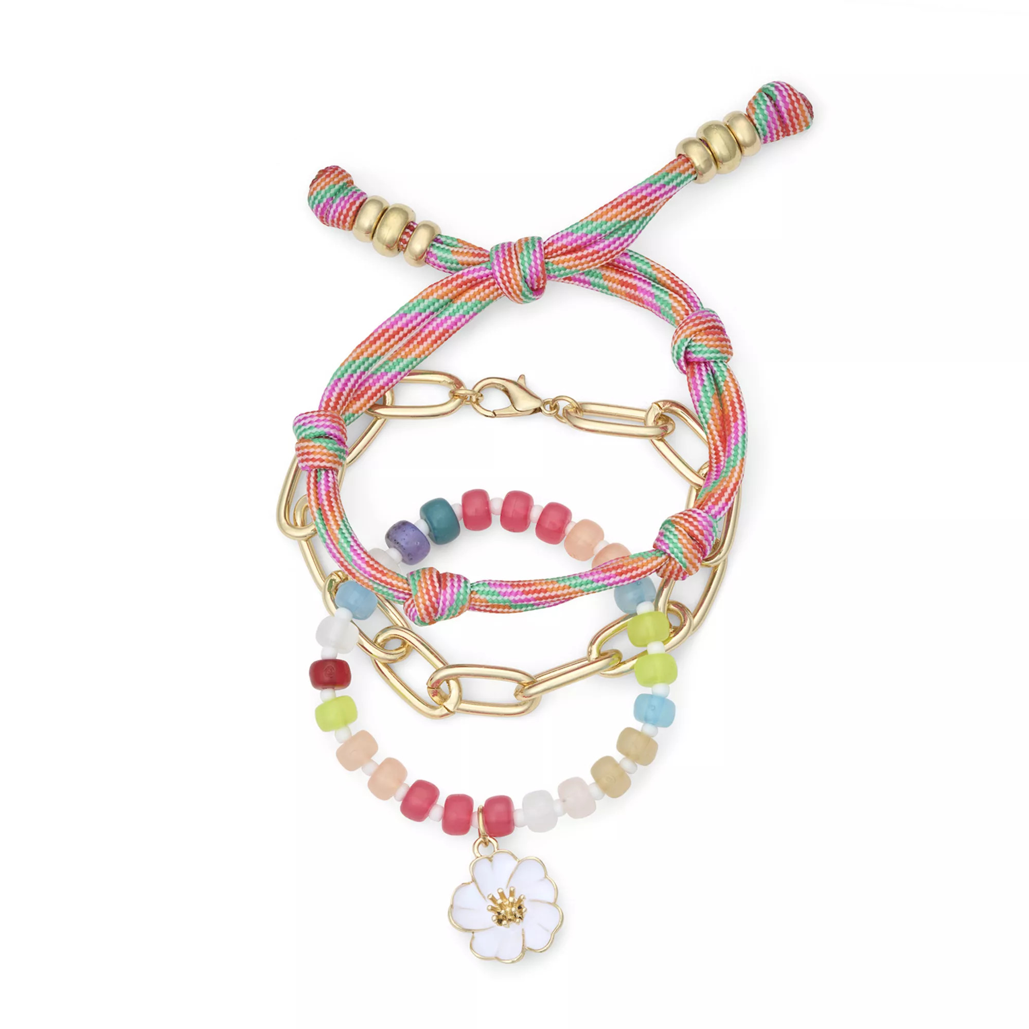 Emberly 3-Piece Gold Tone Mixed Media Bracelet Set | Kohl's