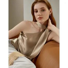 One-Shoulder Evening Watershine Silk Top | LilySilk