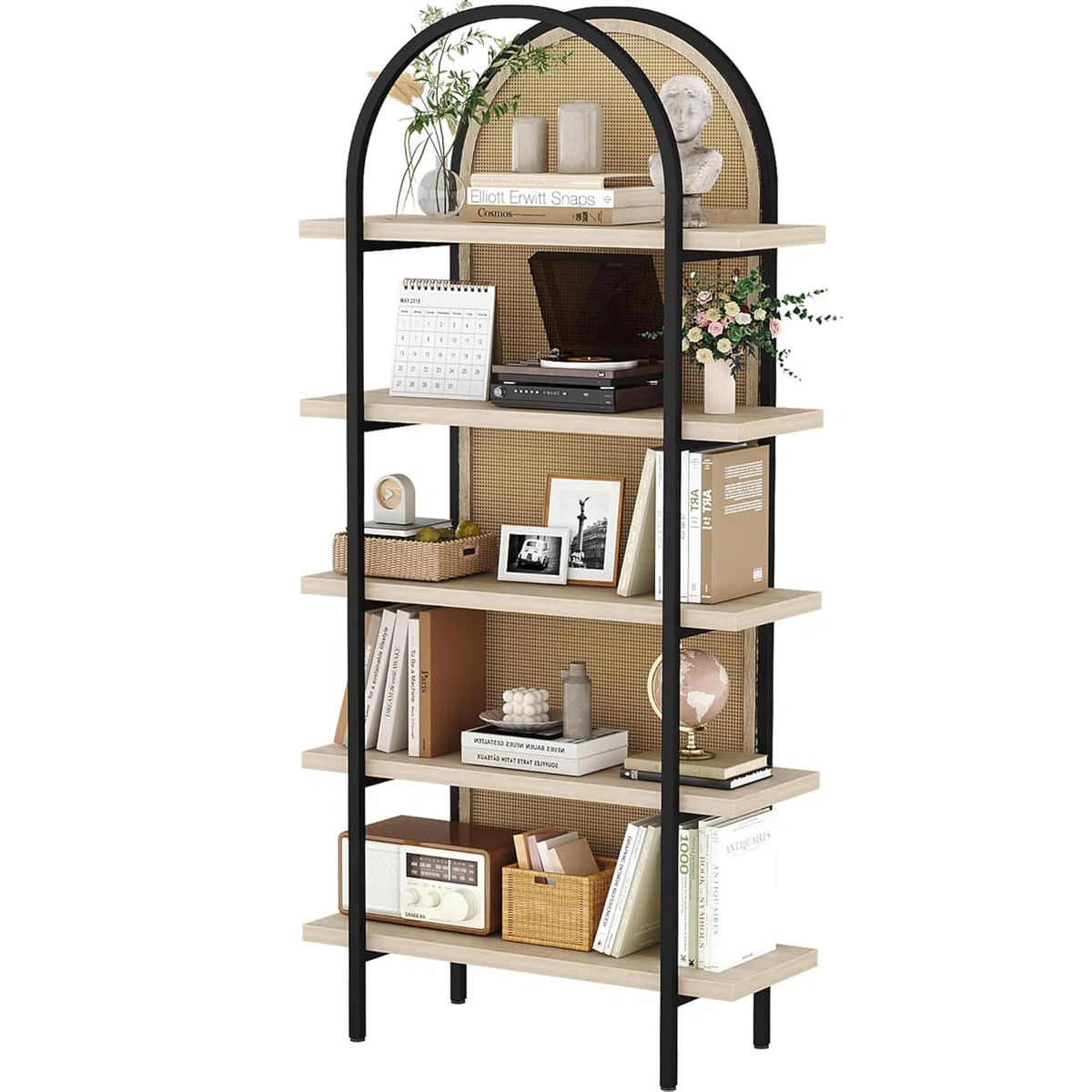 5 Tier Arched Bookshelf With Backing,boho Arch Bookcase | Wayfair North America