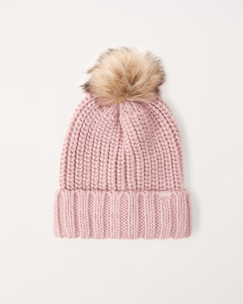 cable-knit pom beanie | Abercrombie & Fitch (US)