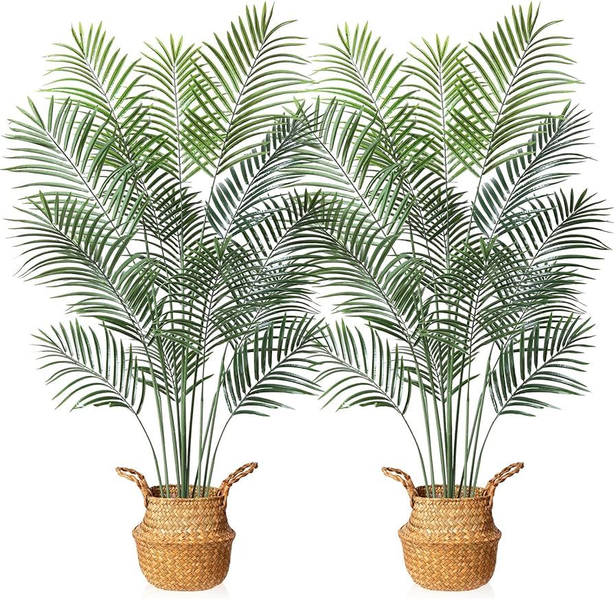 MOSADE Artificial Areca Palm Tree 5.5Feet Fake Tropical Palm Plant and Handmade Seagrass Basket, ... | Amazon (US)