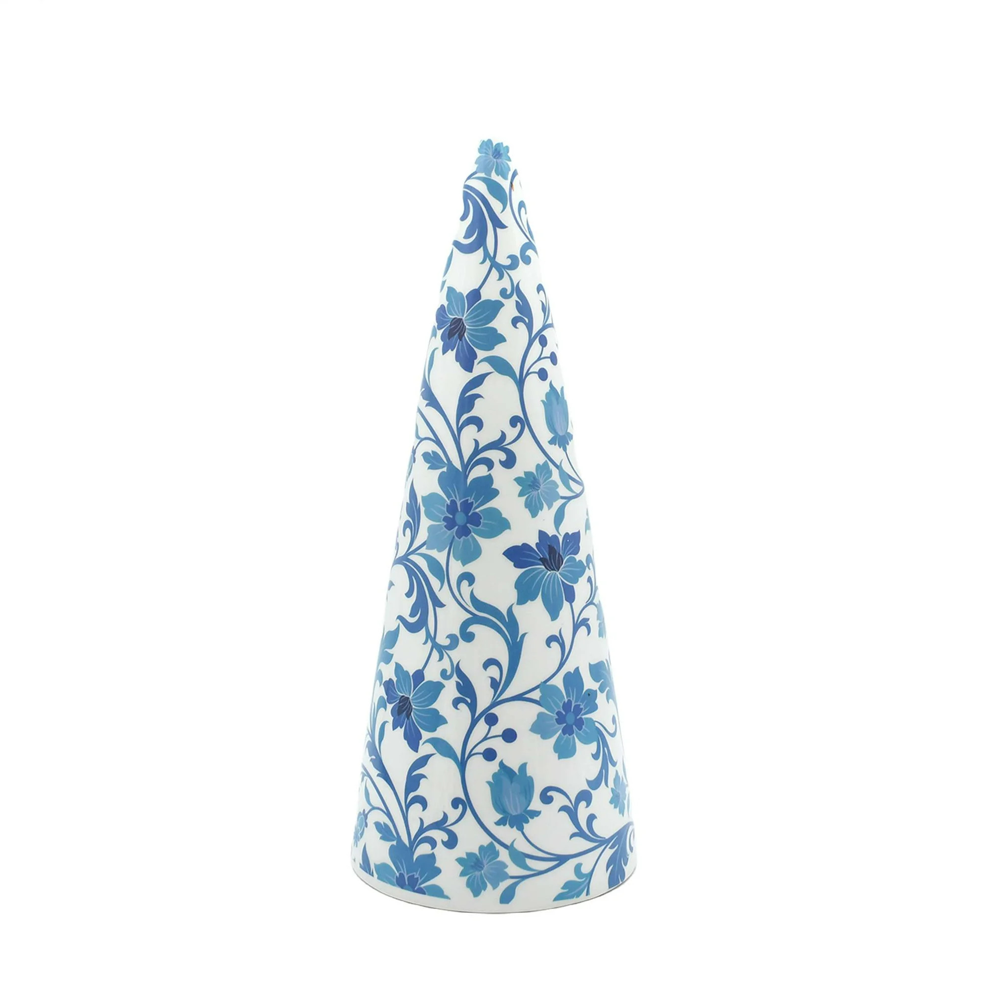Ceramic Floral Cone Christmas Tree Tabletop Decoration, Blue and White, 12", by Holiday Time | Walmart (US)