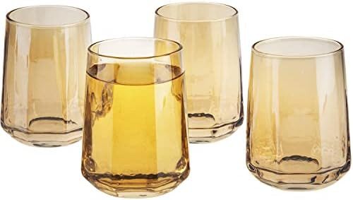 MyGift Vintage Style Amber Glassware Set of 4, Stemless Wine Glasses | Amazon (US)