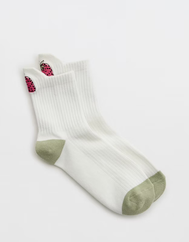 Aerie Ribbed Cotton Quarter Socks | Aerie