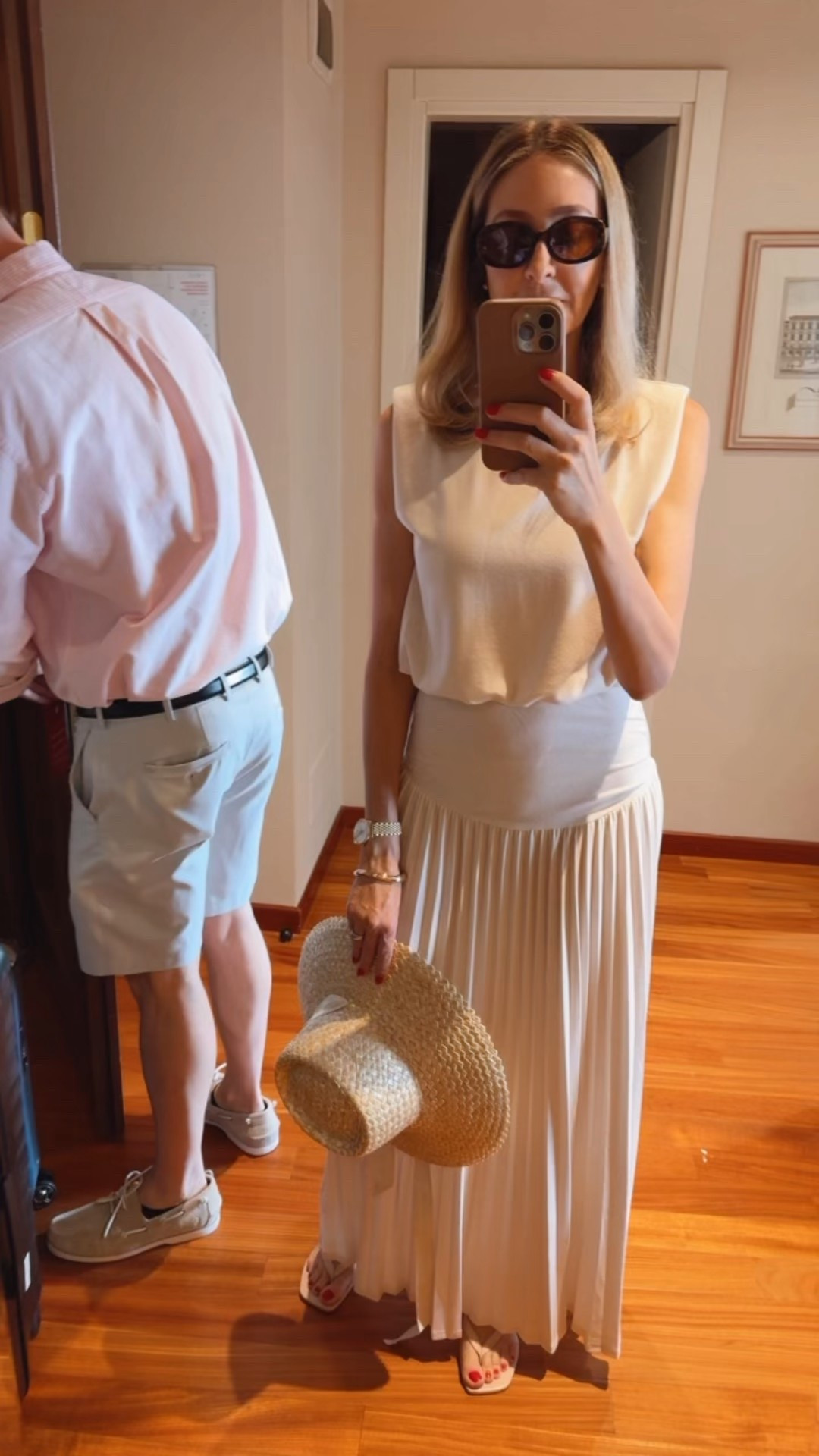 Elegant and feminine pleated skirt summer set 
Gorgeous fitting. Runs tts . Wearing a size small

#LTKSummerEdit #LTKTravel #LTKOver40