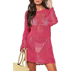 ANRABESS Women Swimsuit Crochet Swim Cover Up Summer Bathing Suit Swimwear Knit Pullover Beach Dr... | Amazon (US)