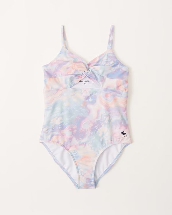 tie-dye twist-front cutout one-piece swimsuit | Abercrombie & Fitch (US)