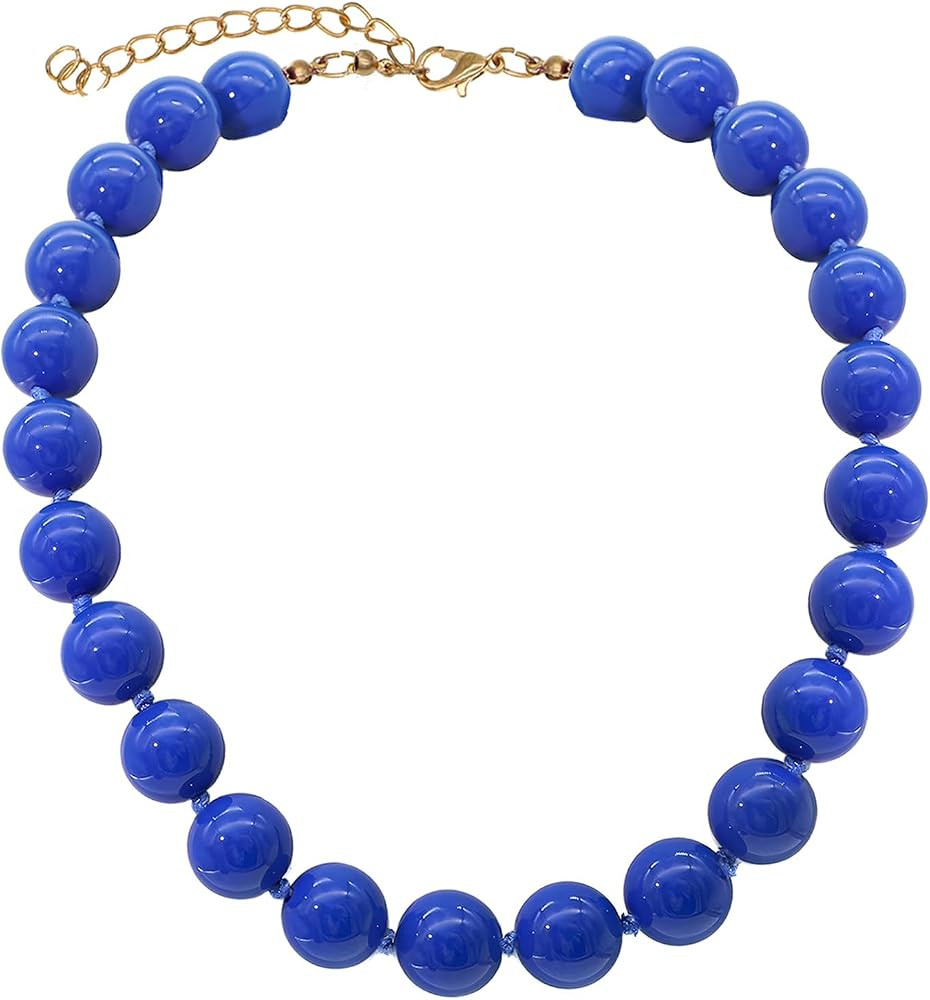 JNF Chunky Beaded Necklaces Women Large Big Ball Bead Choker Necklace Bold Statement Beads jewelr... | Amazon (US)