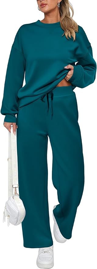 PRETTYGARDEN Women's 2 Piece Outfits 2024 Fall Long Sleeve Pullover Tops And Long Pants Lounge Se... | Amazon (US)