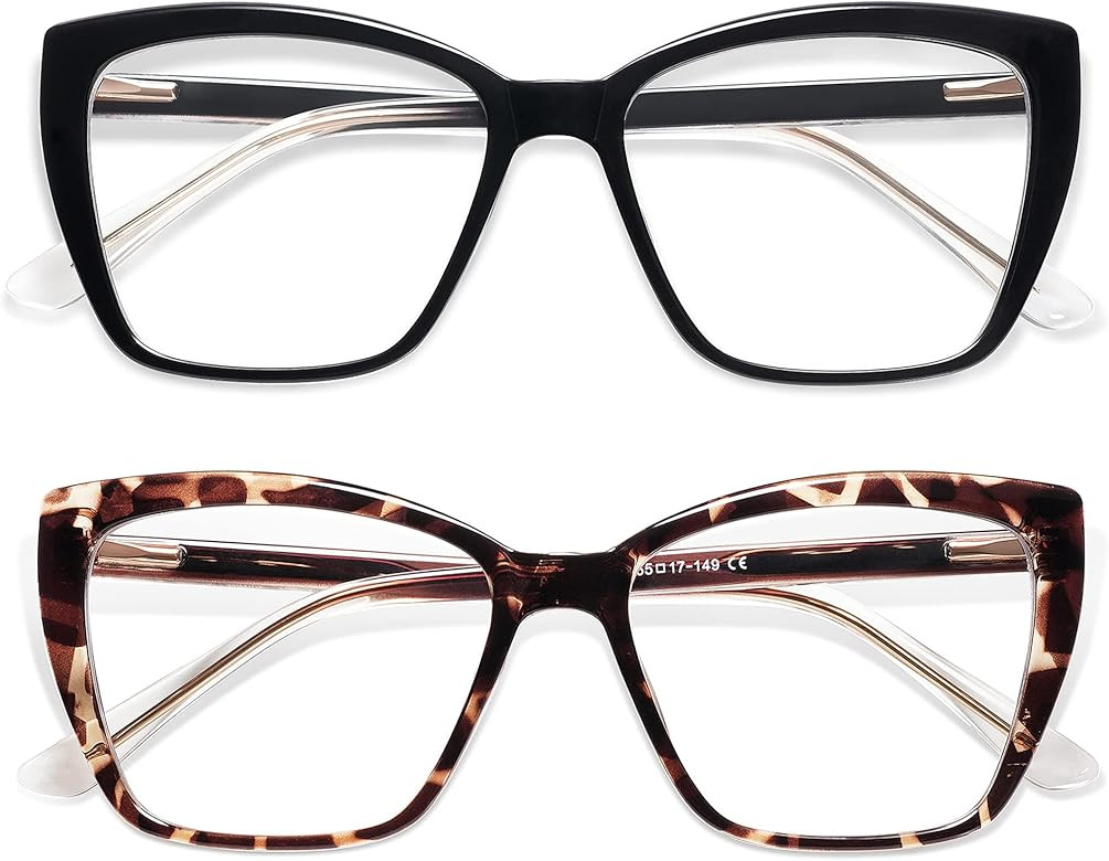 AMOMOMA Trendy TR90 Oversized Blue Light Reading Glasses Women,Stylish Square Cat Eye Glasses AM6... | Amazon (US)