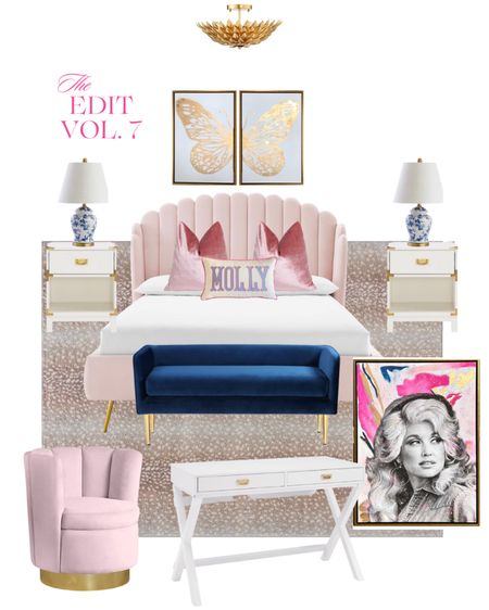 Grand millennial hot pink and navy bedroom 
Artwork by MKdeckerdesigns.com

#LTKhome #LTKunder50 #LTKstyletip