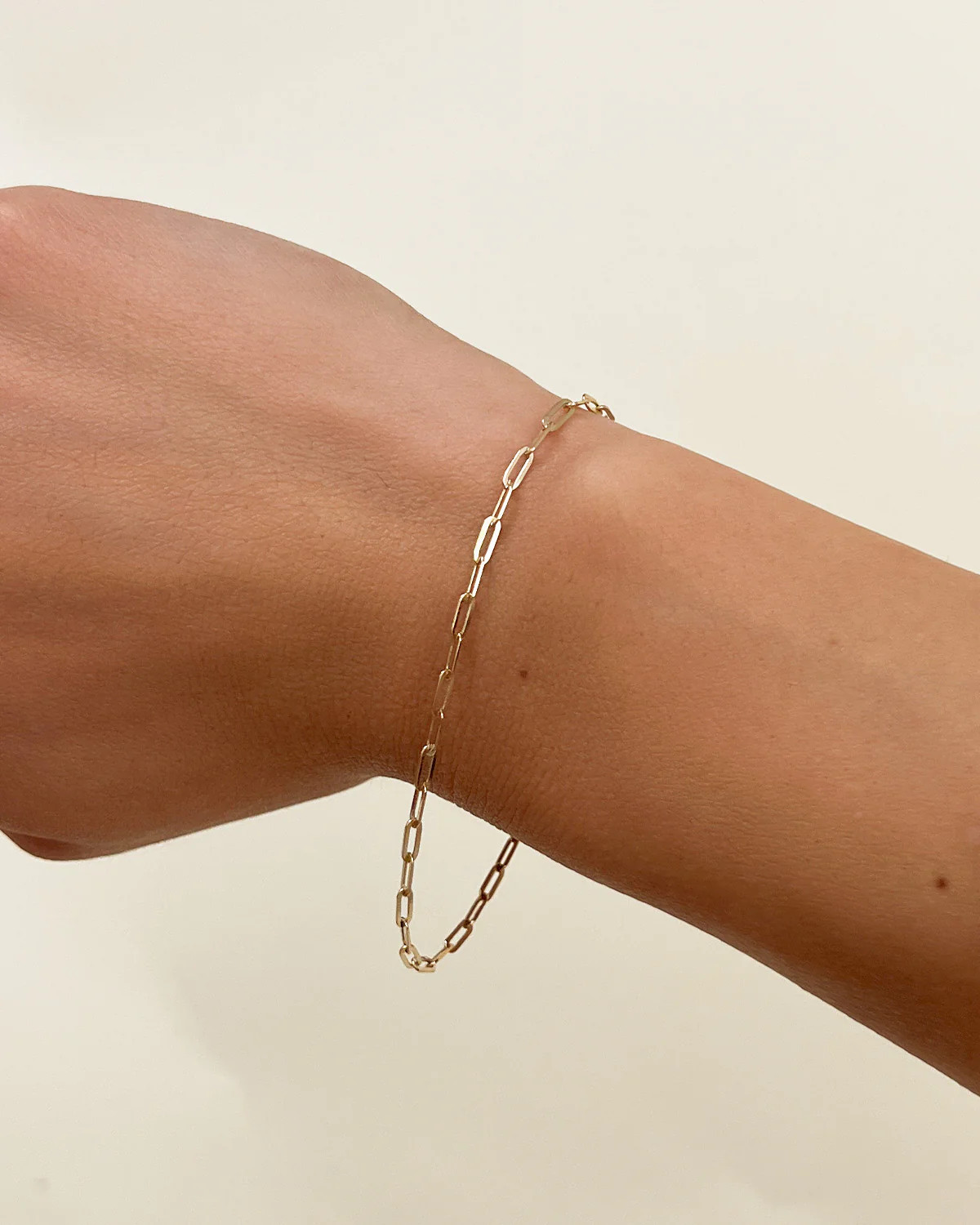 14k Gold Small Flat Open Link Chain Bracelet | Zoe Lev Jewelry