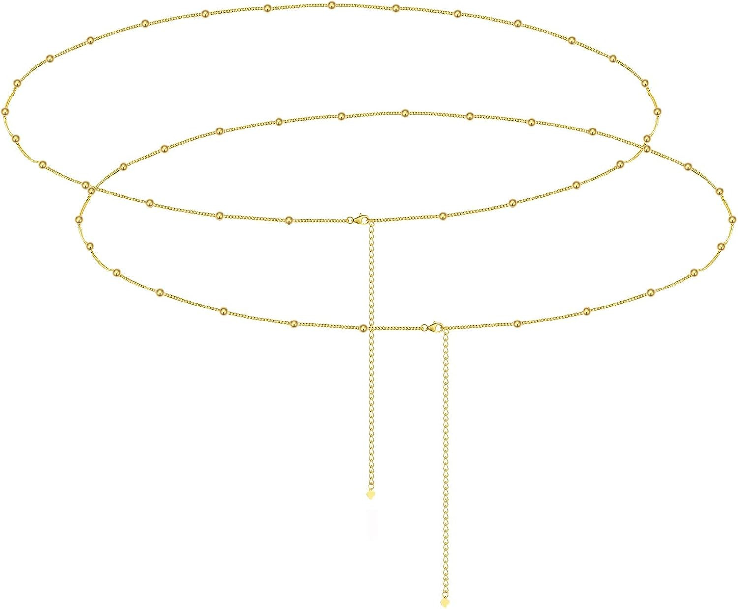 AllenCOCO 18K Gold Plated Classic Beach Bikini Body Chain Metal Bead Waist Chain Adjustable Sexy ... | Amazon (US)