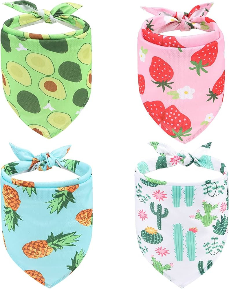 EXPAWLORER Dog Cooling Bandana Set - 4 Pack Hawaii Dog Bandana, Summer Triangle Scarfs Bibs with ... | Amazon (US)