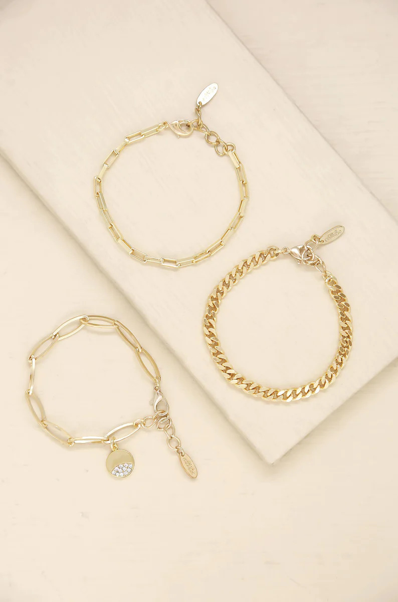 The Power of Three 18k Gold Plated Bracelet Set | Ettika
