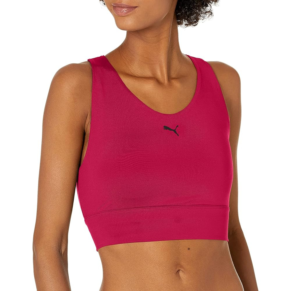 PUMA womens Mid Impact All-in Long Line Sports Bra, Persian Red, Large US | Amazon (US)