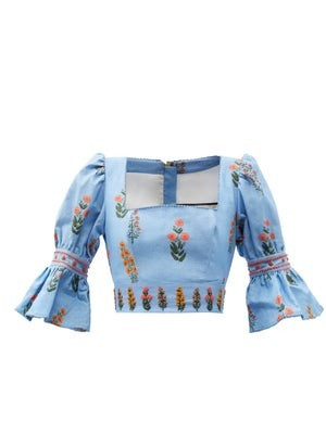 Violeta hand-embroidered linen cropped top | Matches (US)