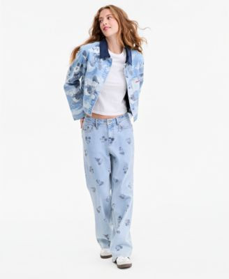 Women's Mickey & Friends Printed Wide-Leg High-Rise Jeans, Macy's Exclusive | Macy's