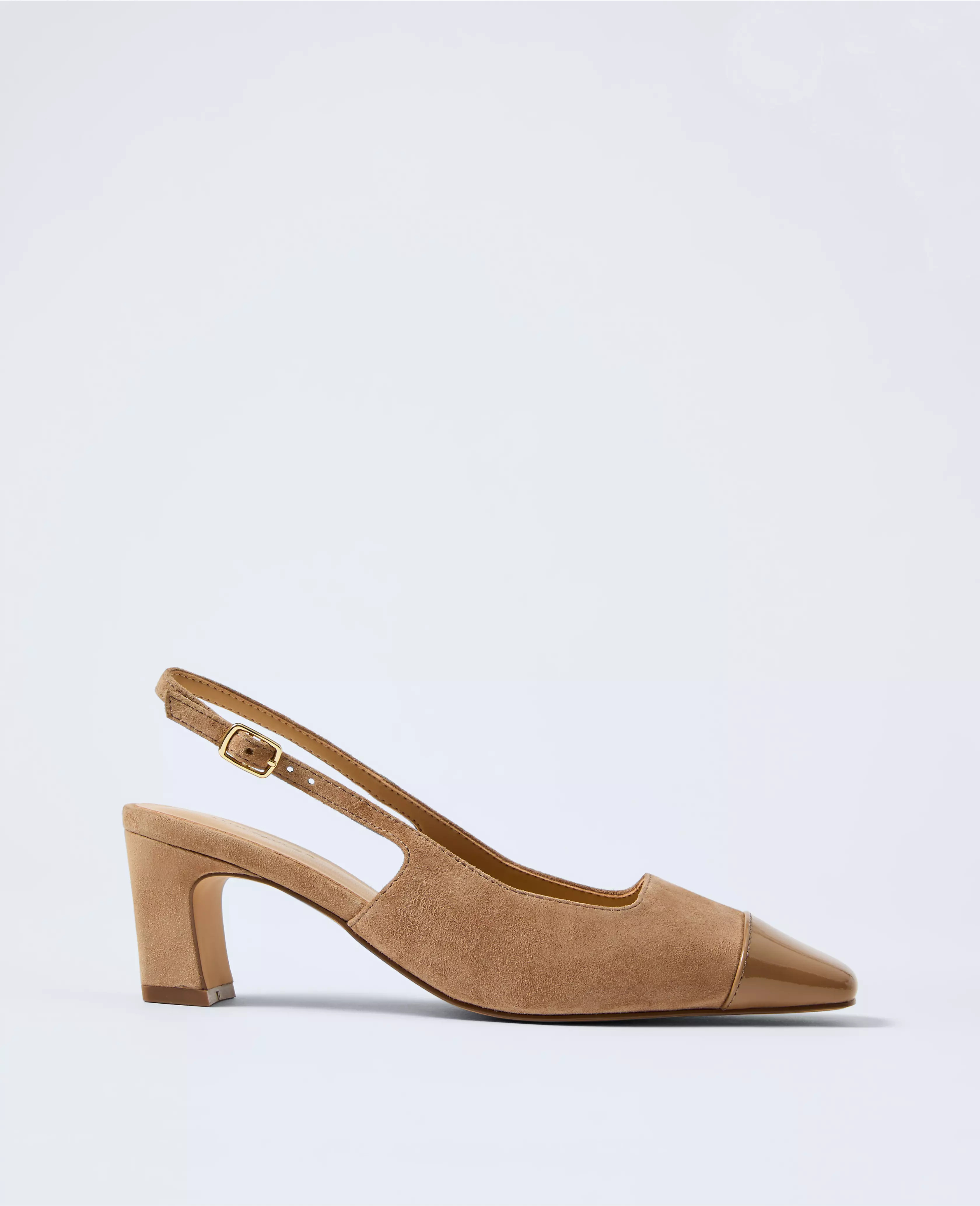 Cap Toe Suede Slingback Pumps | Ann Taylor