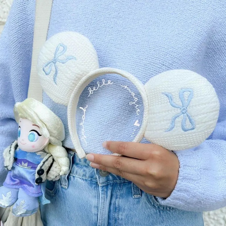 Dreamy Girly Coquette Cardigan Mouse Ears With Wide Pastel Blue Bows | Sky Blue Headband | Pretty... | Etsy (US)