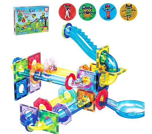 PicassoTiles Pete the Cat Magnetic Marble Run Playset 62pc - QVC.com | QVC