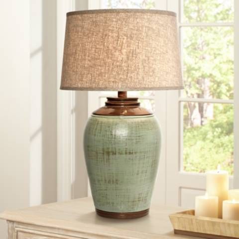 Kearny Celadon Green Handcrafted Cast Stone Table Lamp | Lamps Plus