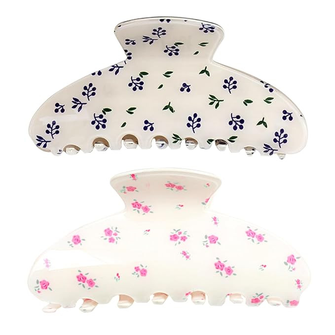 DXYAKY 2 Pack Acrylic Hair Claw Clips for Women and Girls - Large 3.5" Non-Slip Clamps with Fruit... | Amazon (US)