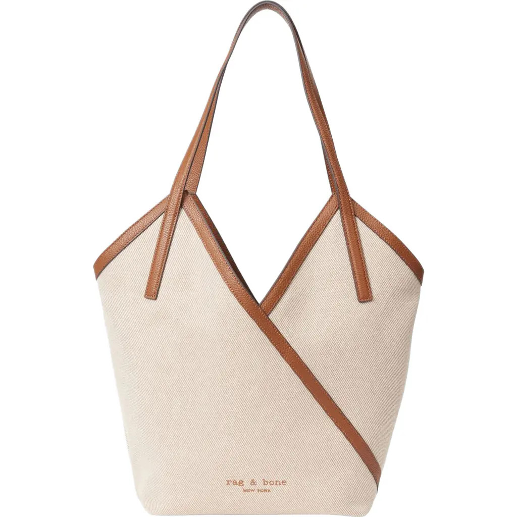 rag & bone Small Alix Leather Trim Canvas Carryall Tote in Natural/cognac at Nordstrom Rack | Nordstrom Rack
