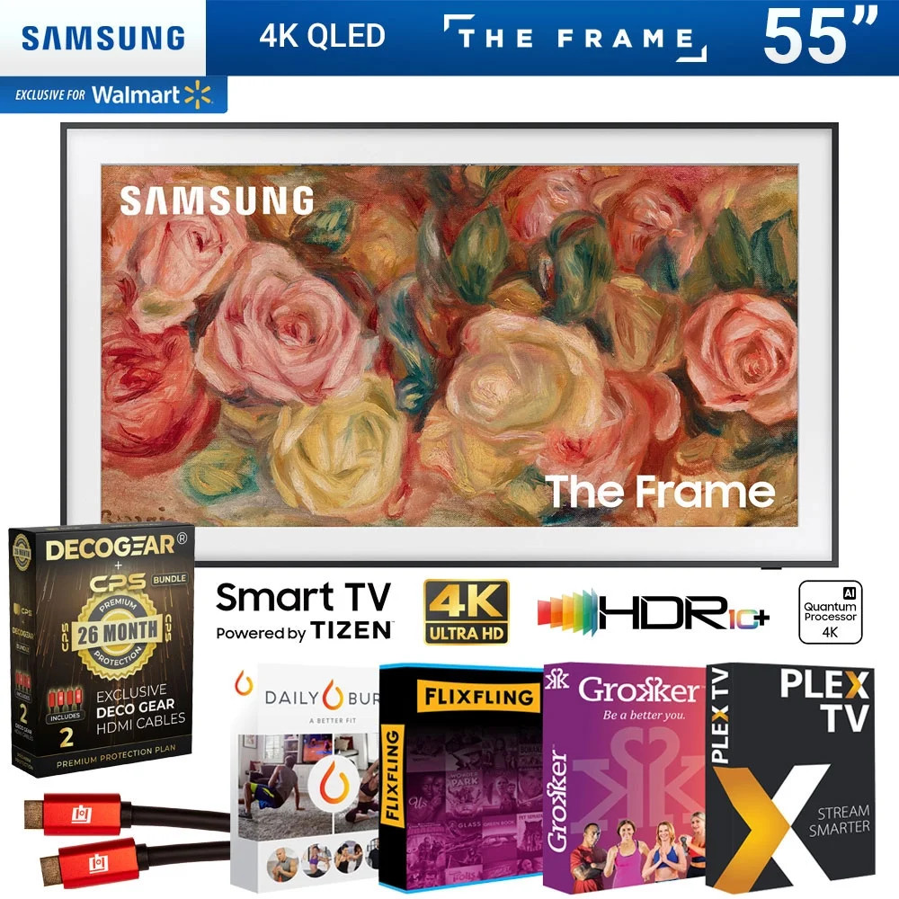 Samsung QN55LS03DA 55 inch The Frame QLED 4K Smart TV (2024 Model) Bundle with 2 YR CPS Enhanced ... | Walmart (US)
