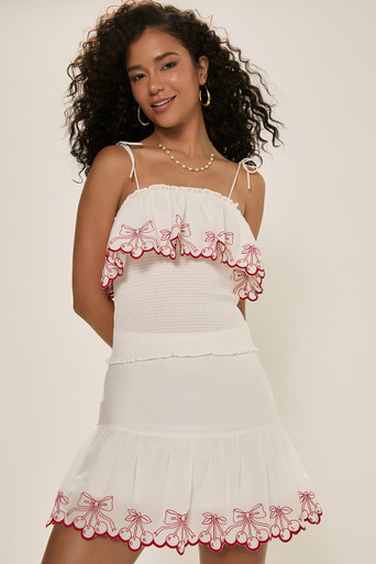 Margarita Embroidered Cherry Mini Skirt | Francesca's
