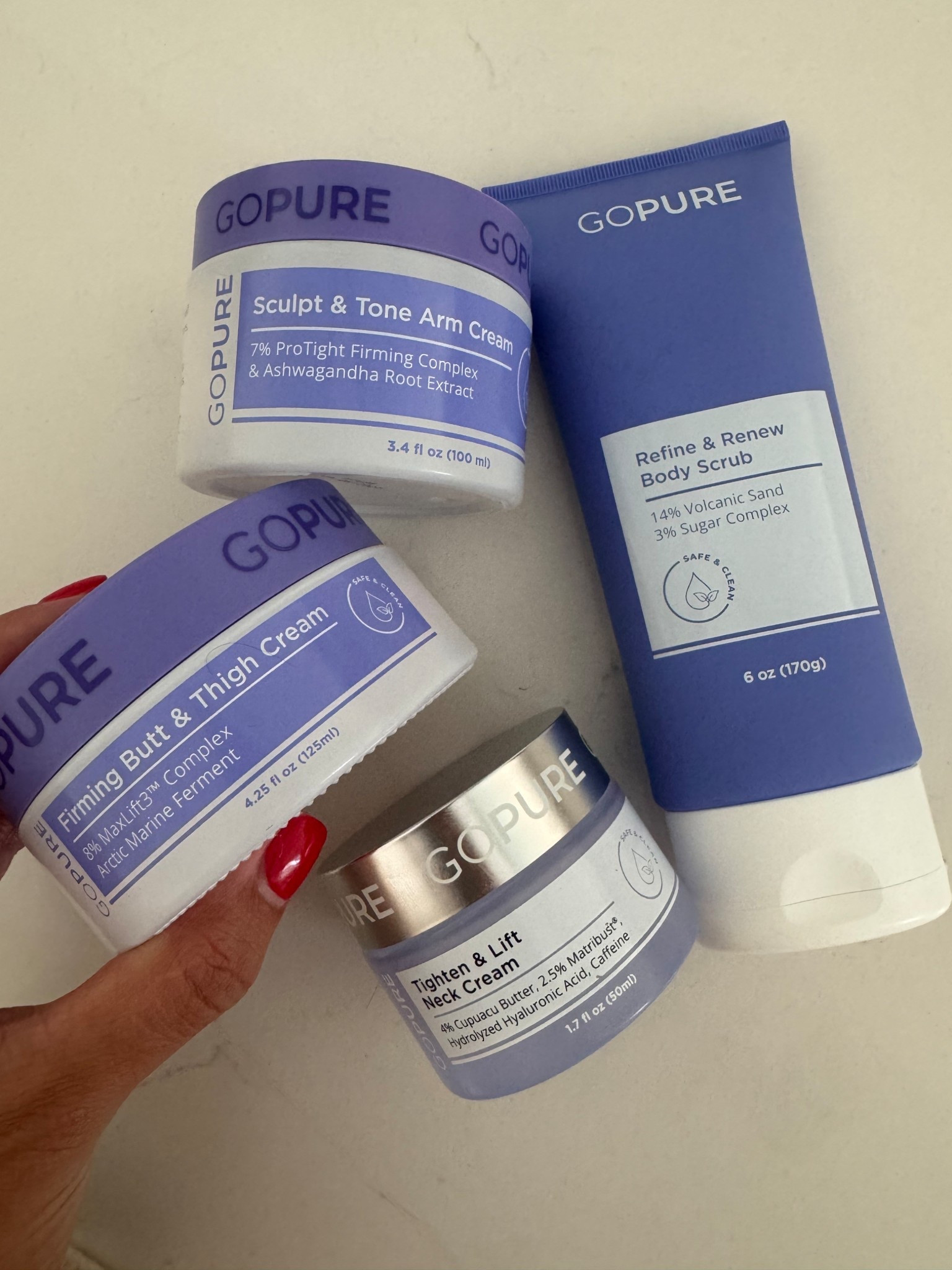 4 products i would buy again:

• tighten + lift neck cream (viral best-seller, award winning)
• firming butt + thigh cream 
• sculpt + ton arm cream (2nd best-seller)
• refine + renew body scrub (new product)

use code GOPURELTK to save 20% sitewide!

#goPurepartner

#LTKOver40 #LTKBeauty #LTKFindsUnder100